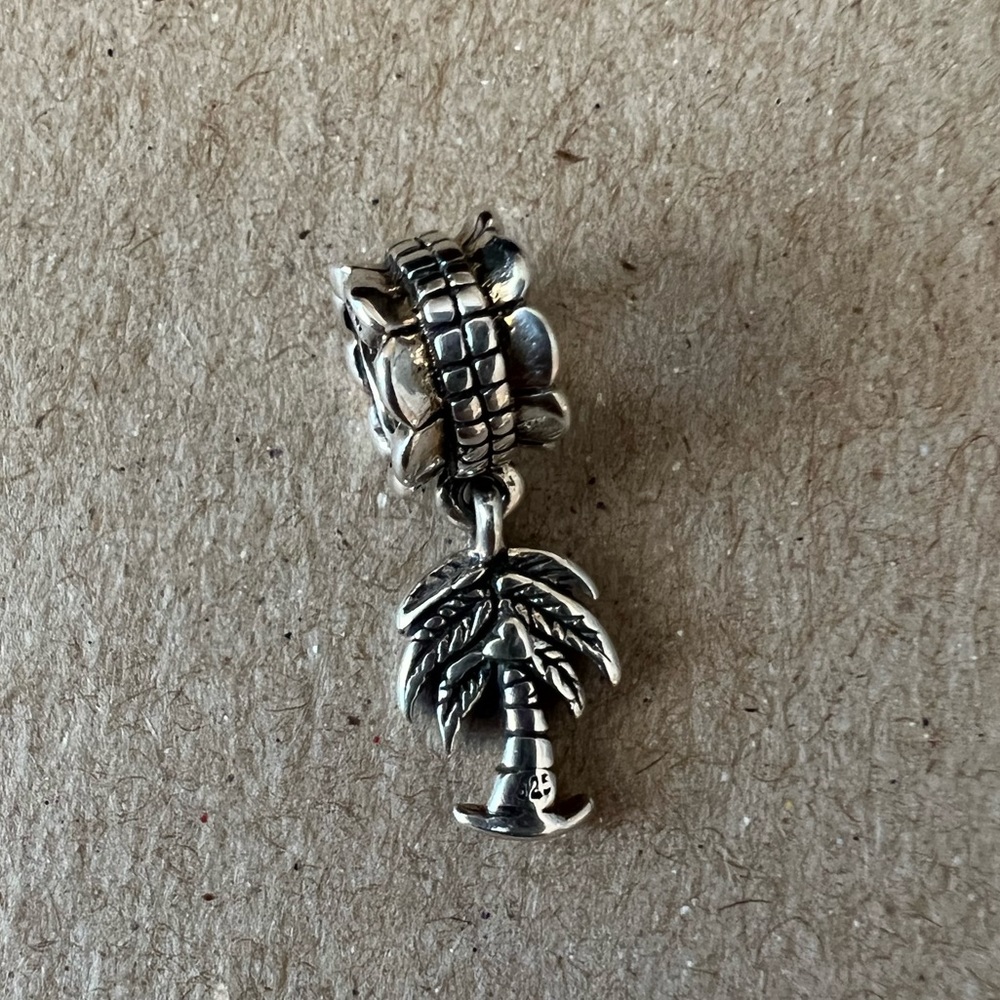 Sterling Silver Palm Tree Dangle Charm (compatible with Pandora)